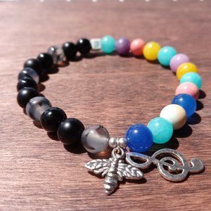 Black Obsidian Crystal Bracelet with Chalcedony and more